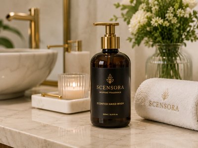 Scented hand care amenities for hotel guest bathrooms
