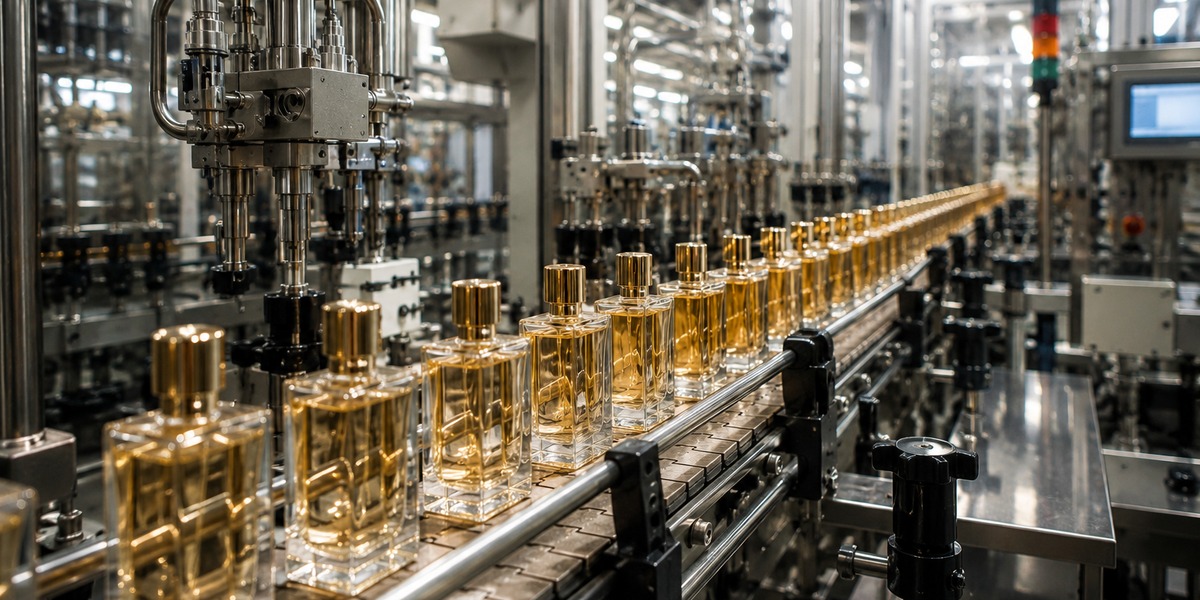 Mass perfume production line — the industrial fragrance model