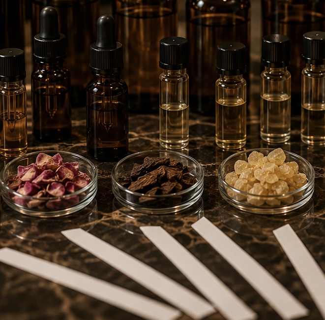 Scent discovery session: smelling raw fragrance materials